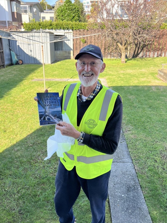 Bill enjoys a “fruit of labour” gift from a Swiss volunteer before their return home